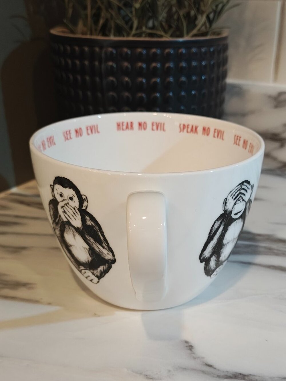 Portobello Three Wise Monkeys Bone China Jumbo Mug Hear Speak See No Evil - Picture 3 of 5